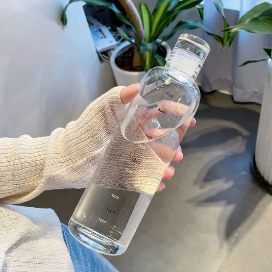 Transparent Water Bottle with Time Scale, Leak-proof