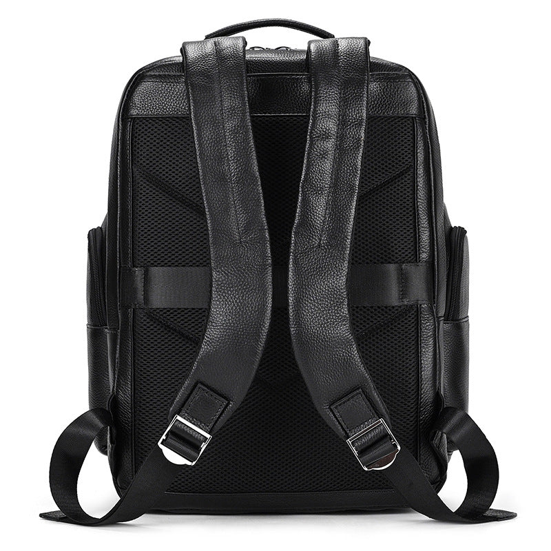 Large Capacity Leather Backpack with USB for Men