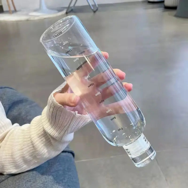 Transparent Water Bottle with Time Scale, Leak-proof