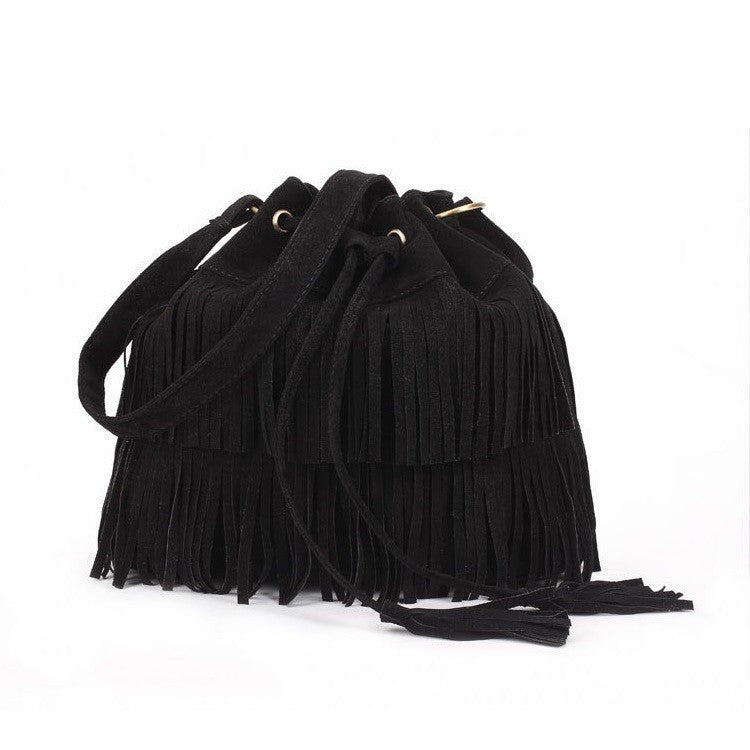 Fashionable Women's Crossbody Bucket Bag with Tassel