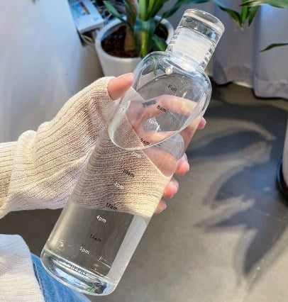Transparent Water Bottle with Time Scale, Leak-proof