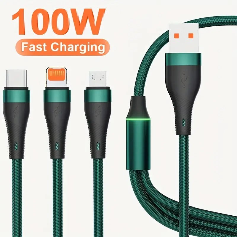 100W Fast Charging Cables for iPhone and Android Devices