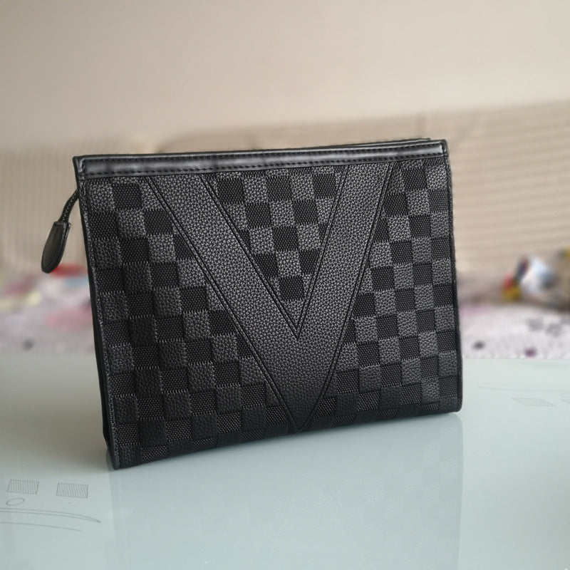 Soft Leather Square Clutch Bag - Large Capacity