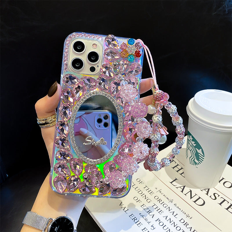 Diamond-Encrusted Mirror Phone Case - Fashionable & Creative
