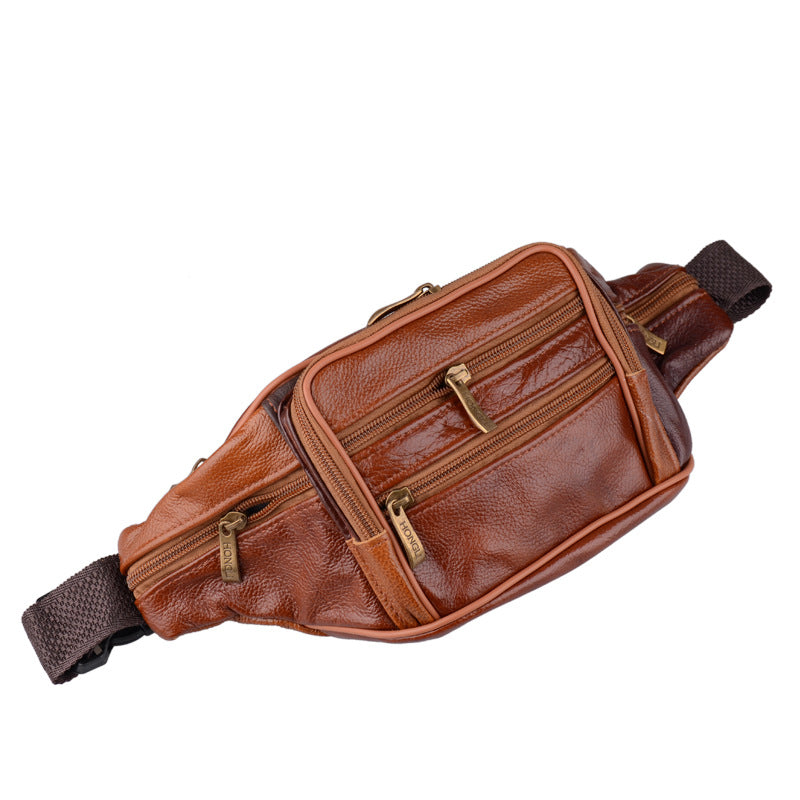 Genuine Leather Waist Bag, Casual Chest Bag, Shoulder Bag
