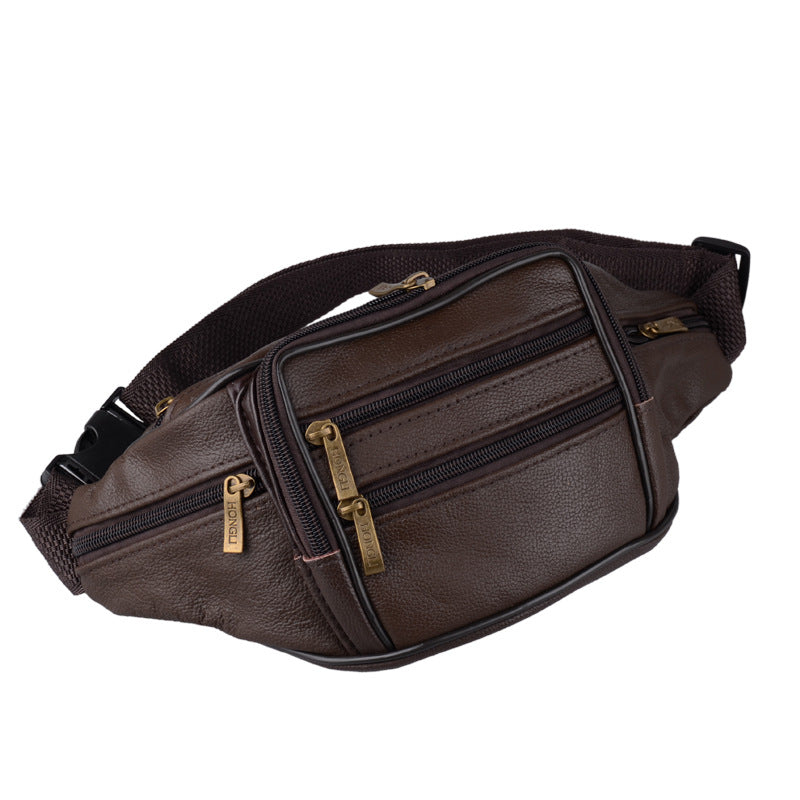 Genuine Leather Waist Bag, Casual Chest Bag, Shoulder Bag